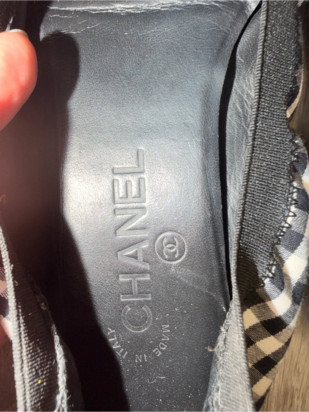 Chanel Black & White Gingham Ballet Flats - Picture 6 of 9